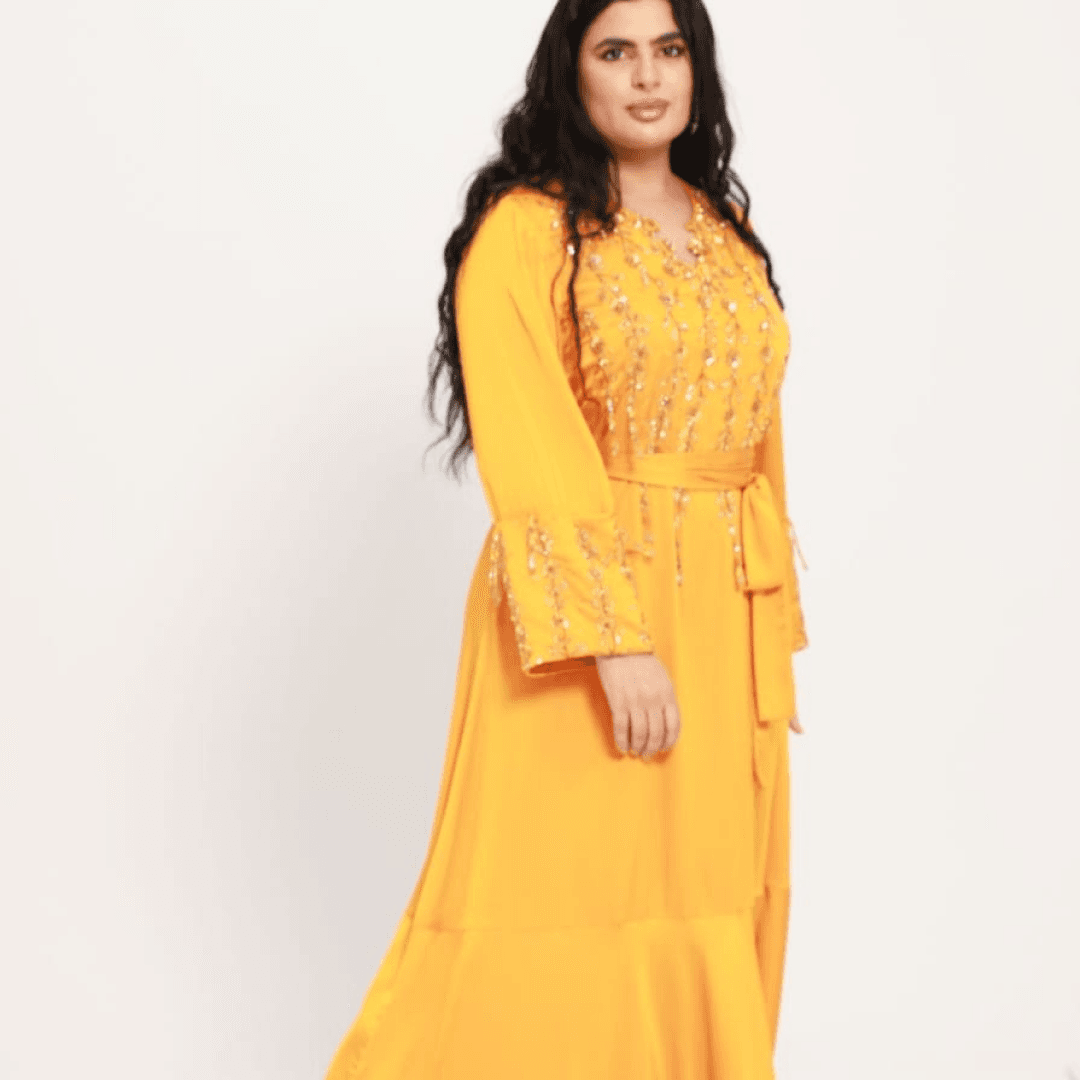 Elegant mango silk dress