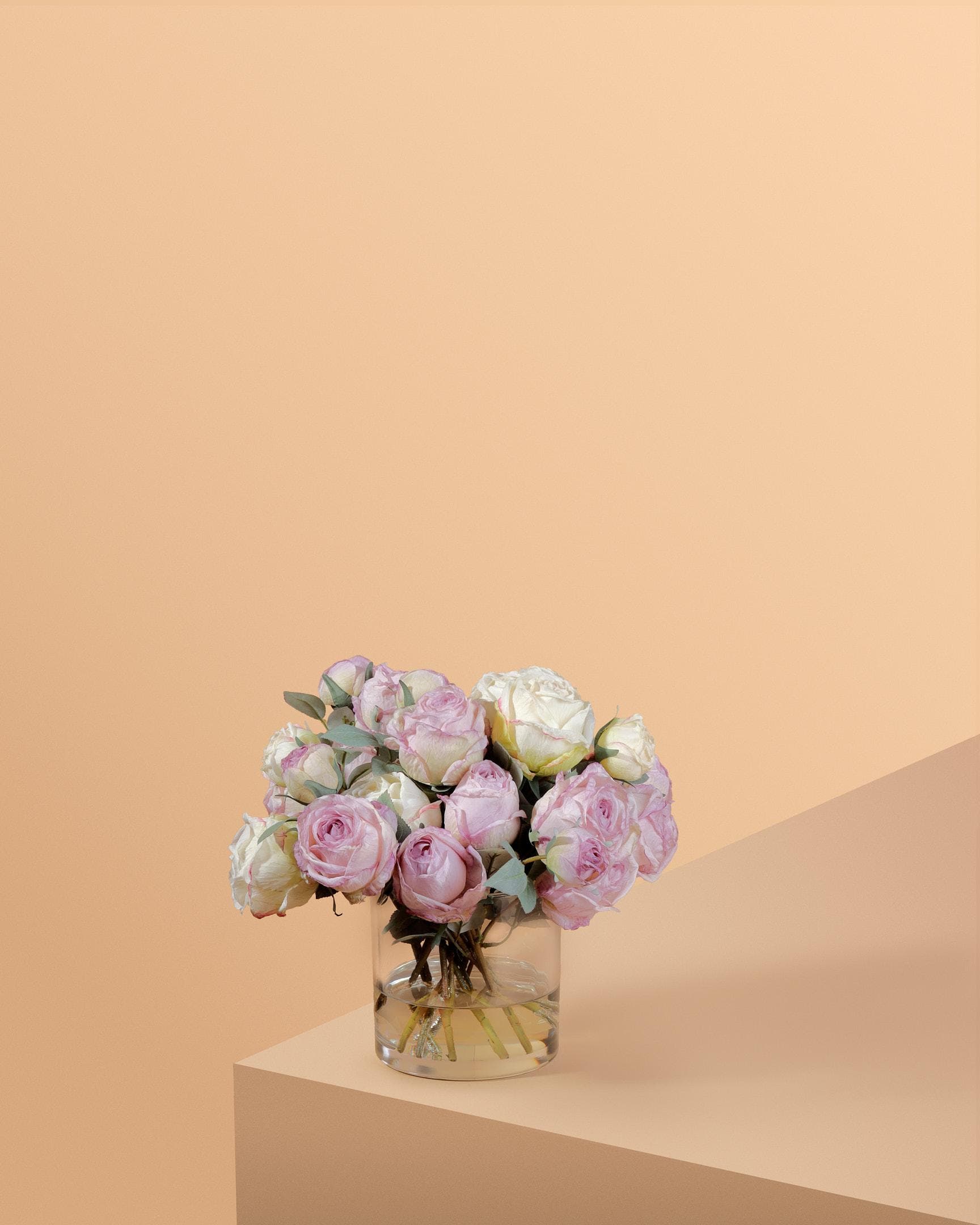 Large silk rose araangments in glass vase